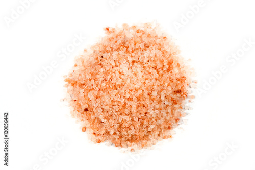 Pink himalayan fine grind  salt isolated on white background