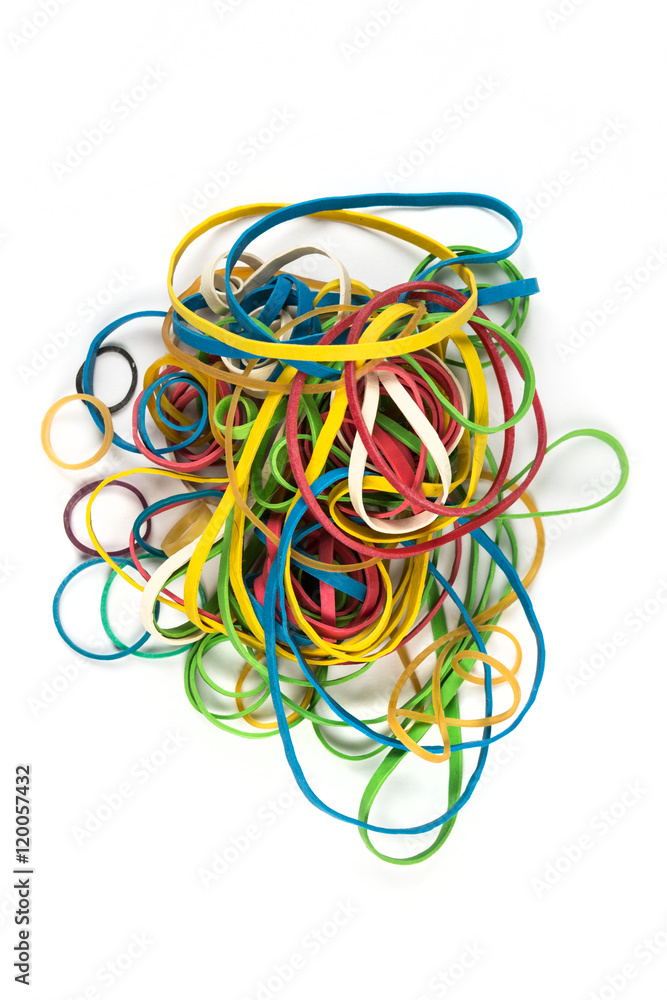 Pile of rubber bands isolated on white background Pile of rubber bands isolated on white background