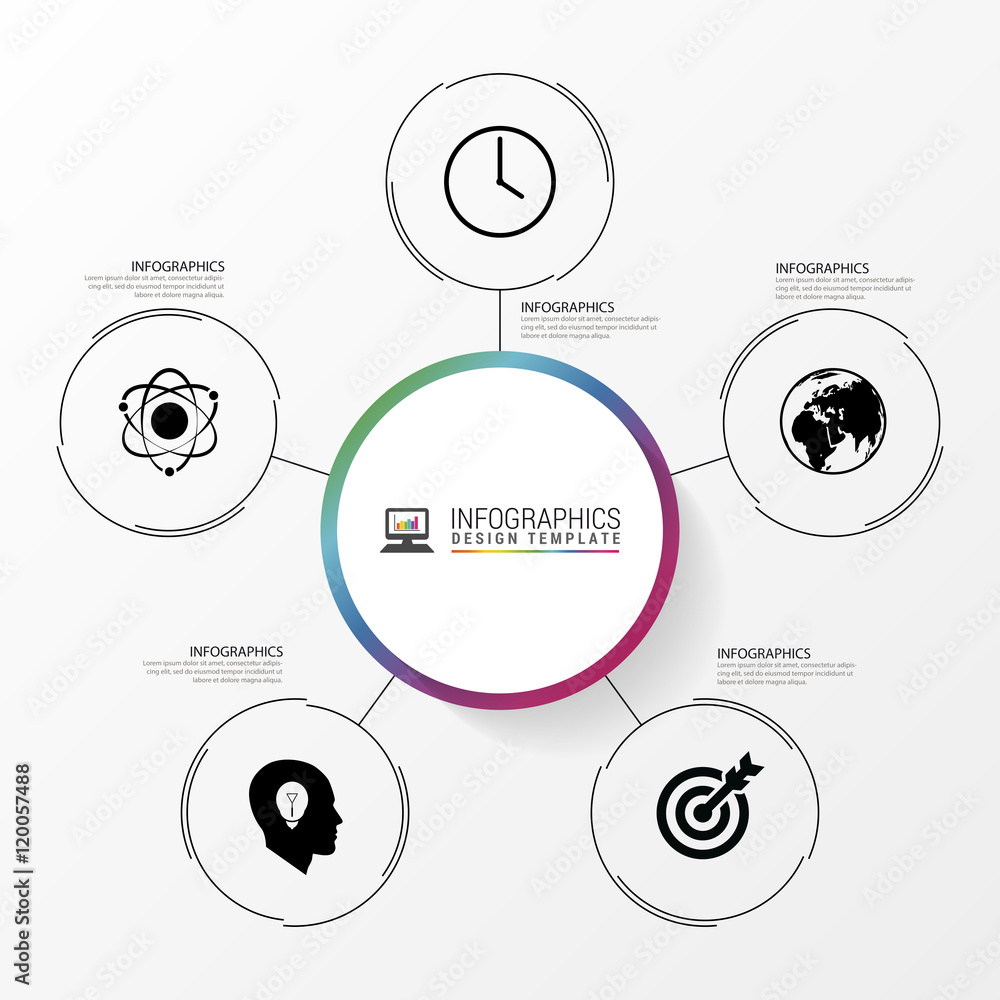 Infographics business concept with 5 options. Vector Infographics business concept with 5 options. Vector