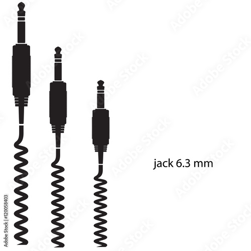 jack a cable on  white background