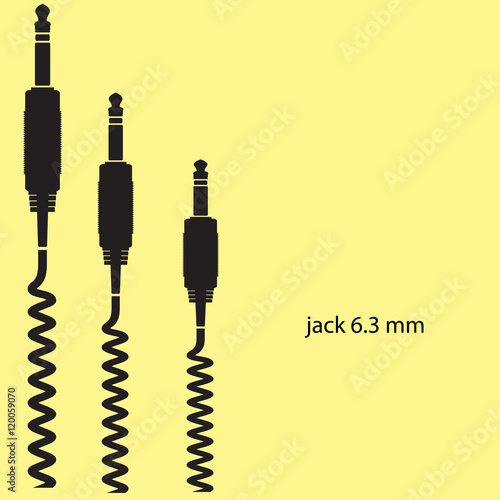 jack a cable on  yellow background