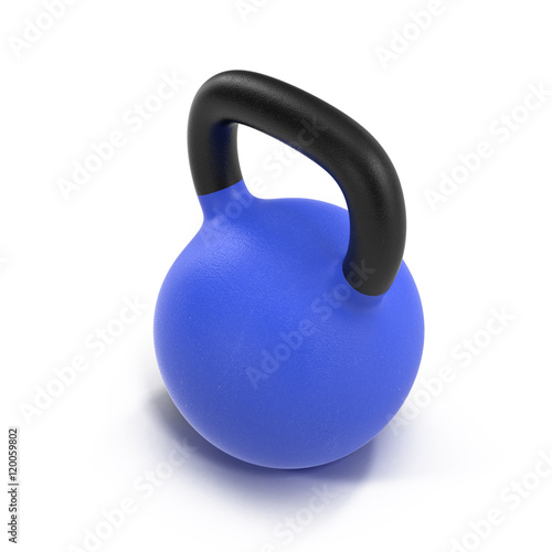 Blue kettlebell isolated on white 3D Illustration