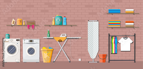 Laundry room with washing machine