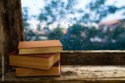 books on the windowsill photo