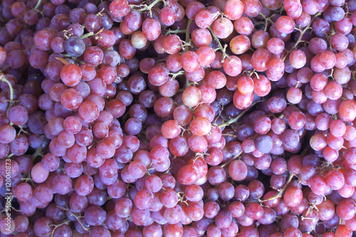 Red ripe grapes, top view