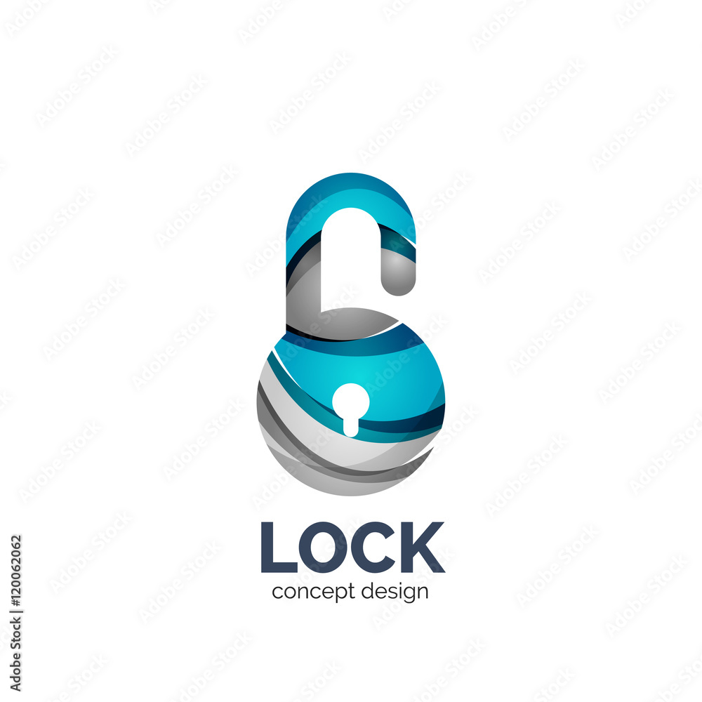 Vector creative abstract lock logo created with lines Vector creative abstract lock logo created with lines