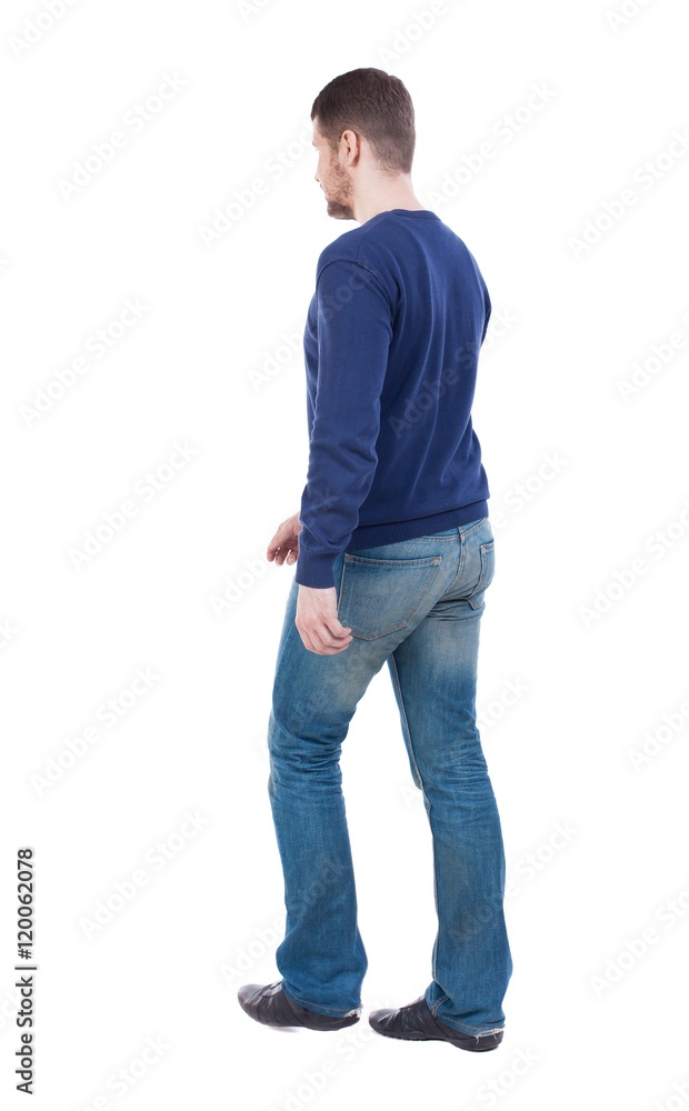 Back view of going handsome man. walking young guy . Rear view people collection. backside view of person. Isolated over white background. The guy in the demi-season jacket leaves. The guy in jeans Back view of going handsome man. walking young guy . Rear view people collection. backside view of person. Isolated over white background. The guy in the demi-season jacket leaves. The guy in jeans