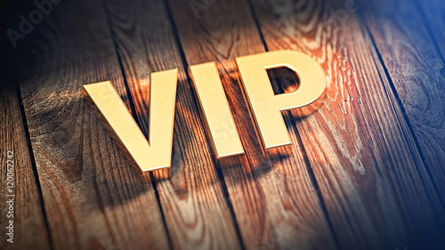 Acronym VIP on wood planks