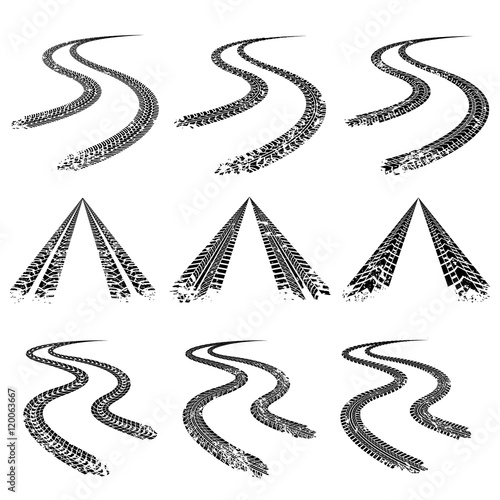 Tire trace road. Vector collection