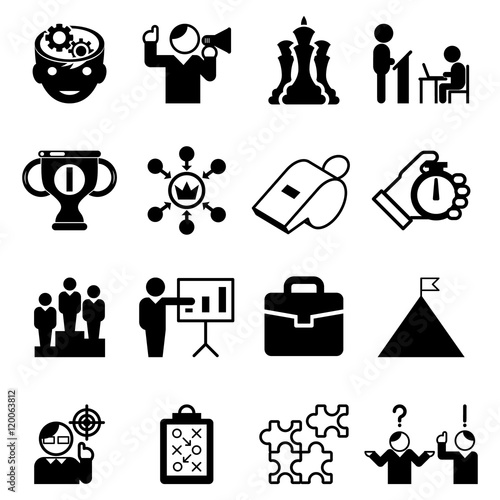 Business mentoring icons and coaching signs