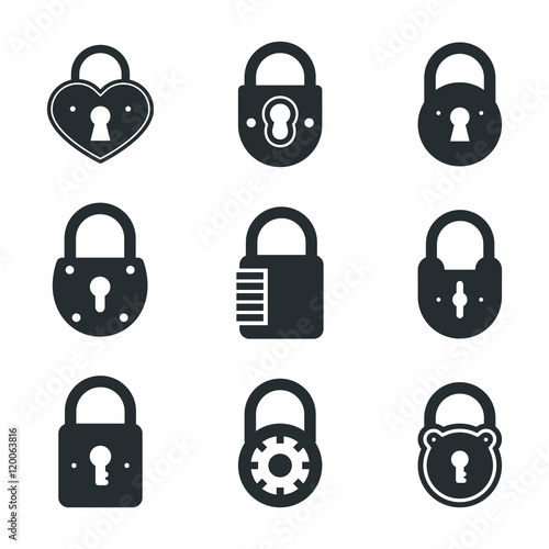 Lock icons. Vector signs or symbol, padlock icon padlocks pictogram
