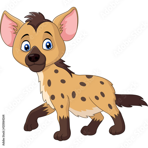 Cartoon funny hyena walking isolated on white background