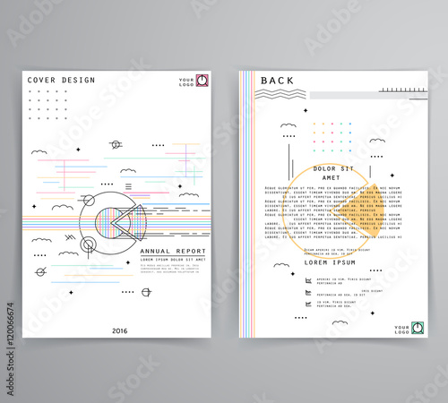 Cover design annual report. Template brochures, flyers, business presentations. Modern flat line style, layout in A4 size