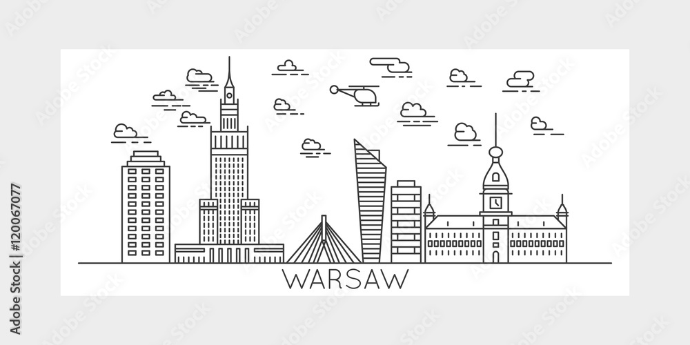 Naklejka premium Warszawa, Polska, miasto ilustracji wektorowych