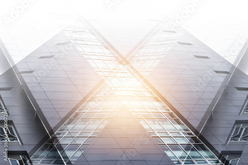Double exposure, abstract modern office building