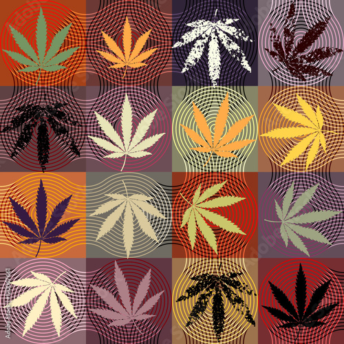 grunge hemp leaves