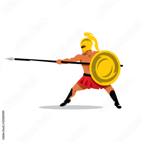 Vector Gladiator Warrior Cartoon Illustration.