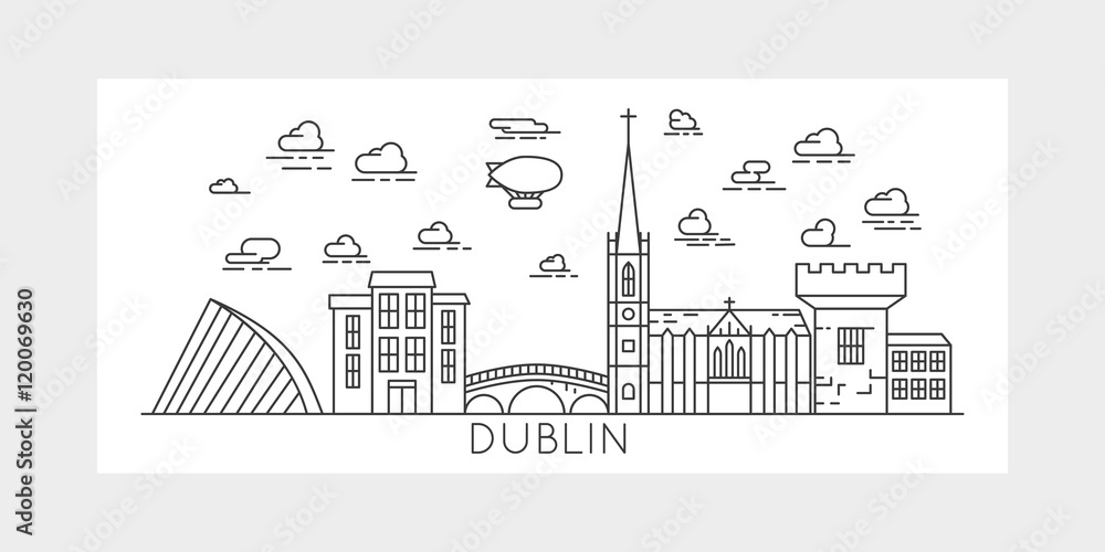 Naklejka premium Dublin, Irlandia, miasto ilustracji wektorowych