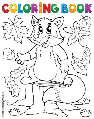 Coloring book cute fox theme 1