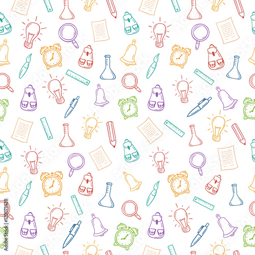 Back to school hand drawn colorful pattern.
