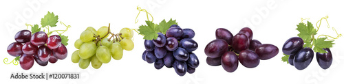 Valokuvatapetti Collection of grapes isolated on white