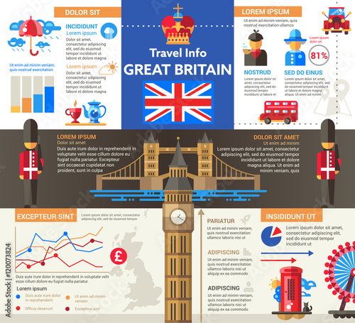 Great Britain Travel Info - poster, brochure cover template