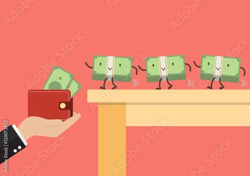 Money walking into a wallet