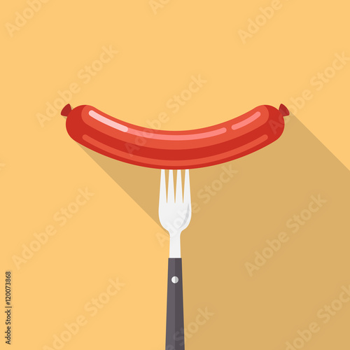 sausage on a fork