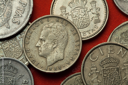 Coins of Spain. King Juan Carlos I photo