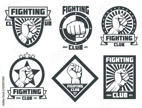 Fighting club mma lucha libre vintage vector emblems labels badges logos