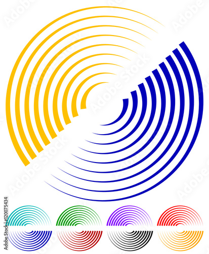 Concentric circles, signal, spiral shapes. More colors included.