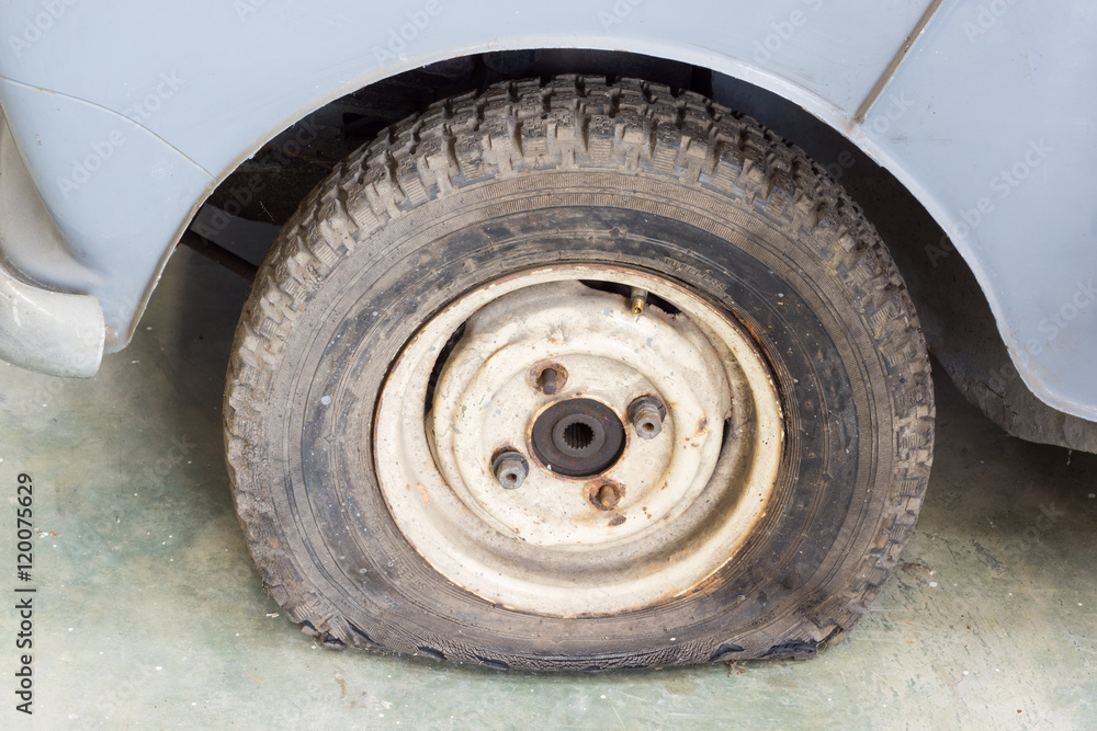 leak out damage tire of old car leak out damage tire of old car