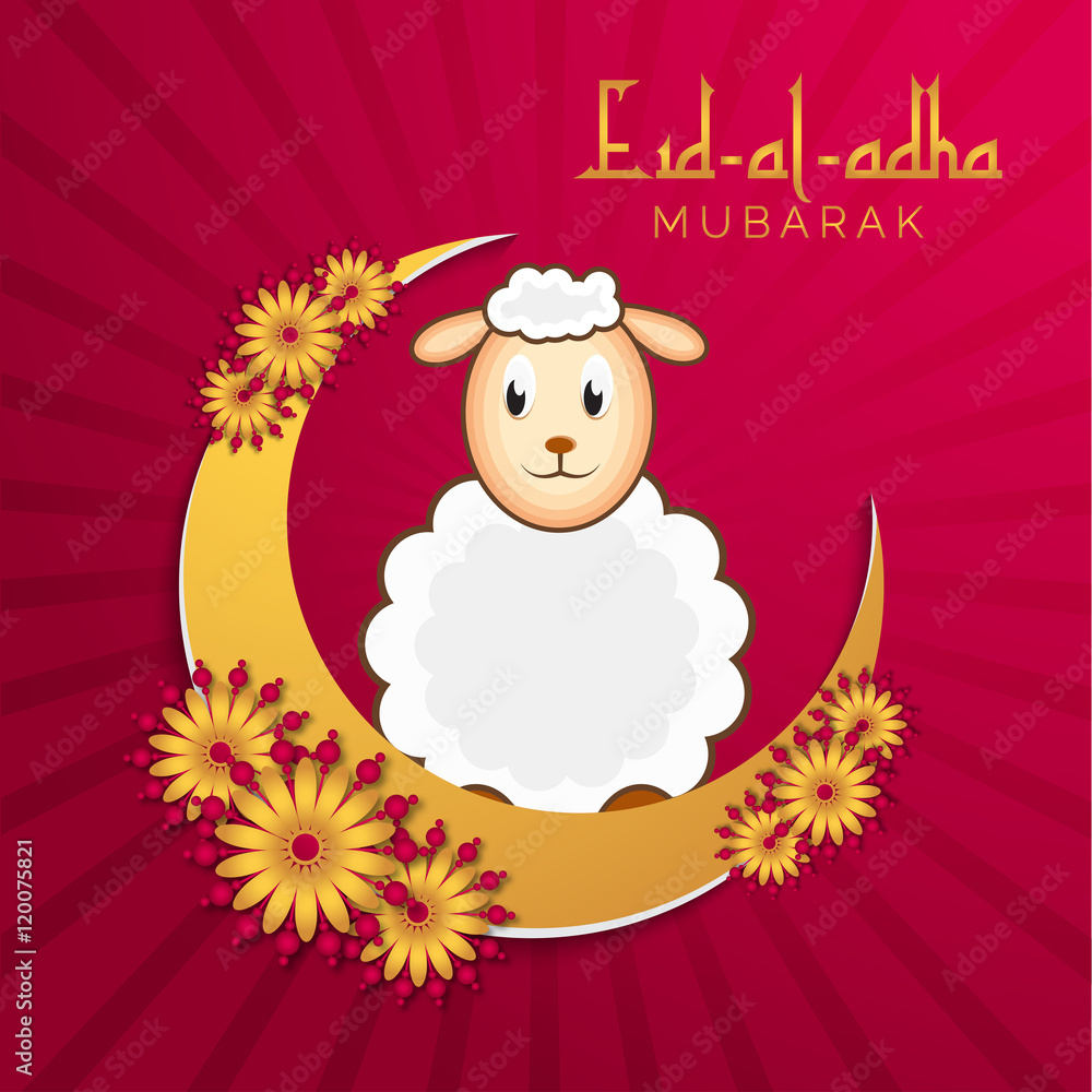 Eid-ul-adha greeting card with sheep.