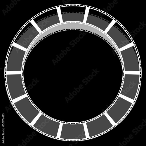 Circle filmstrip isolated with shadow for photography, multimedi