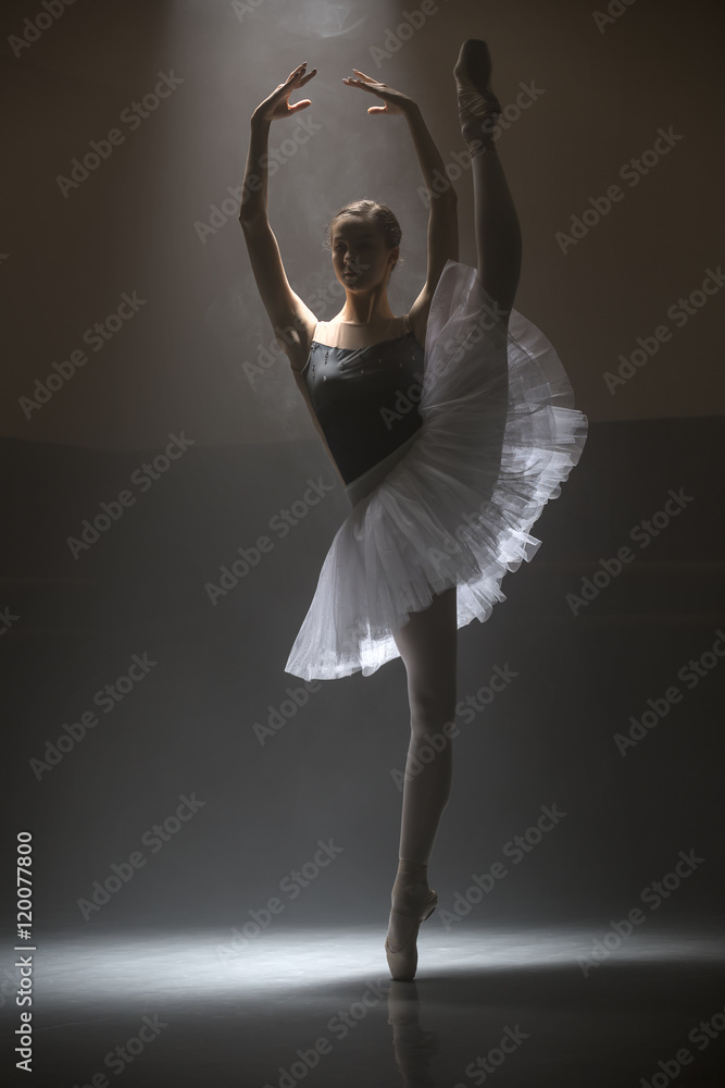 Ballerina in the white tutu - obrazy, fototapety, plakaty 