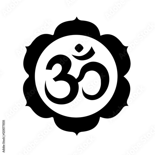 Om, or Aum sign in mandala round shape isolated