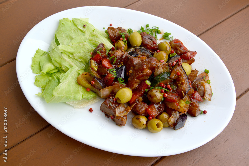 Pork in Italian, stewed with vegetables Pork in Italian, stewed with vegetables