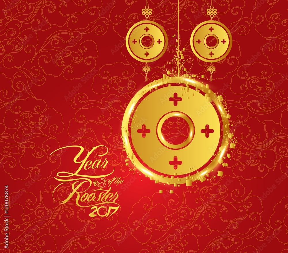 Fototapeta premium Oriental Chinese New Year coin pattern background