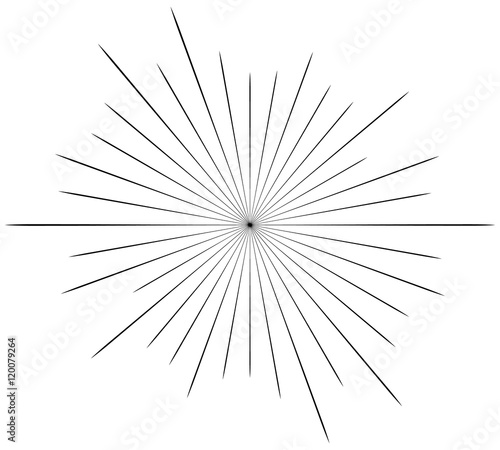 Circular radial, radiating lines element. Abstract rays, beams,