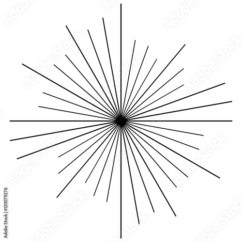 Circular radial, radiating lines element. Abstract rays, beams,