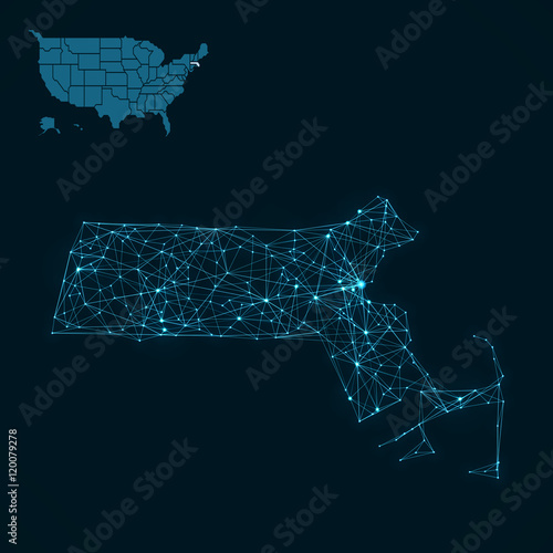 Abstract Massachusetts / USA telecommunication map concept