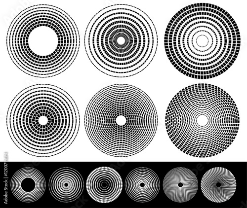 Concentric circle elements. Set of 6 variation.