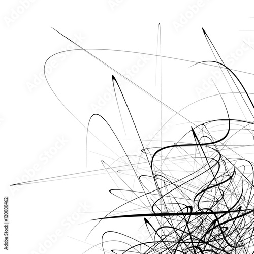 Monochrome random chaotic squiggle lines abstract artistic patte