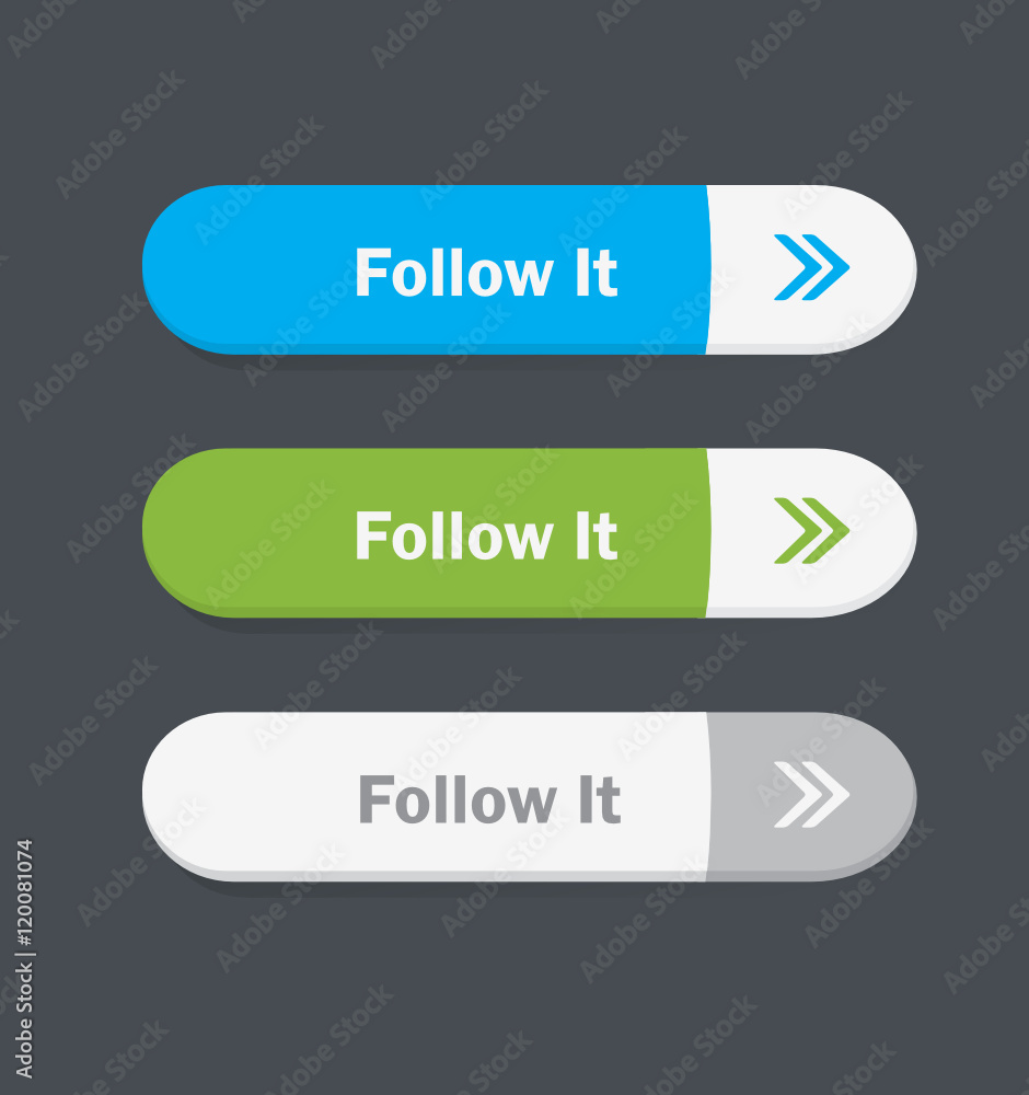 Set of vector web interface oval buttons. Follow it. Set of vector web interface oval buttons. Follow it.