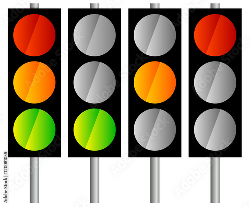 Simple traffic light / traffic lamp icon set