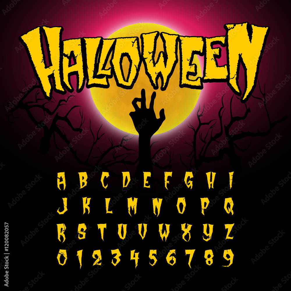 Obraz premium Halloween font, Letters and Numbers