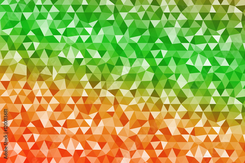 Bright color background abstract triangles. autumn composition. Vector illustration. Green, orange gradient