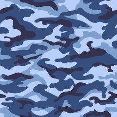 Fototapete Tarnmuster Blaues Camouflage Muster Militärstil  © Glitter_Klo