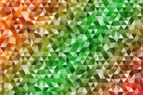 Bright color background abstract triangles. autumn composition. Vector illustration. Green, orange gradient