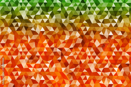 Bright color background abstract triangles. autumn composition. Vector illustration. Green, orange gradient